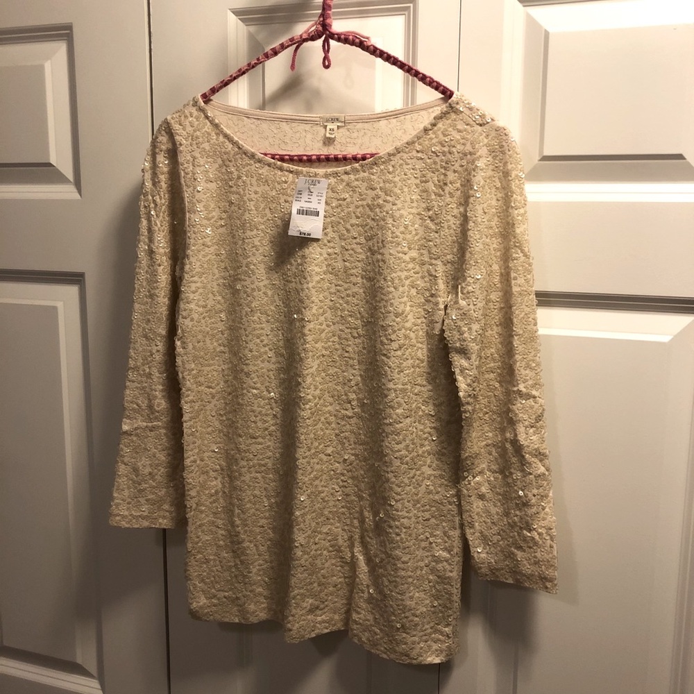 J Crew sequined 3/4 sleeve top, NWT